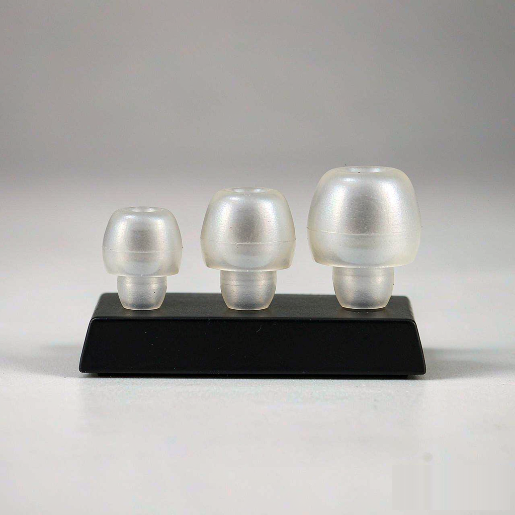 Three soft silicone eartips for in-ear earphones in small, medium and large sizes